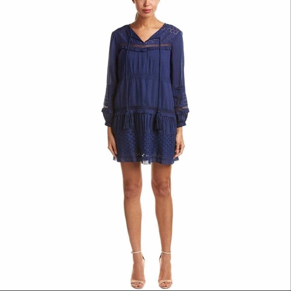 French Connection Navy long sleeve Eyelet Shift - Picture 5 of 6